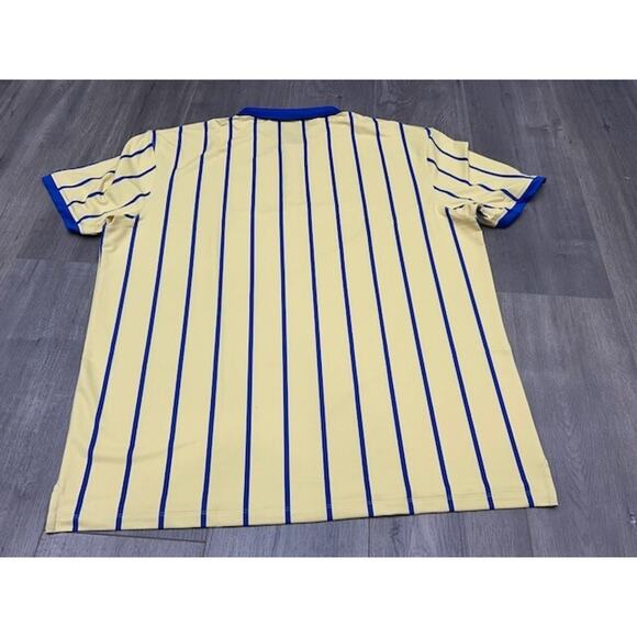 NWT Bogey Boys Mens Golf Polo Shirt Spell Out Logo Striped Yellow Blue Size XXL - Picture 2 of 7